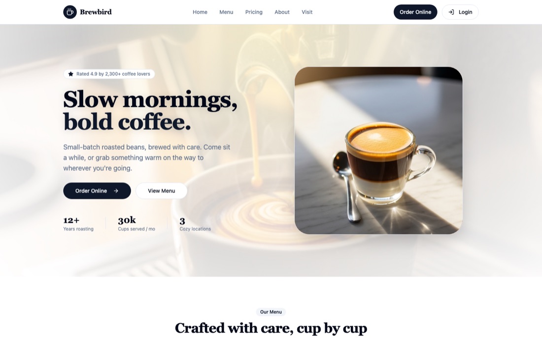 BrewHaven Coffee homepage