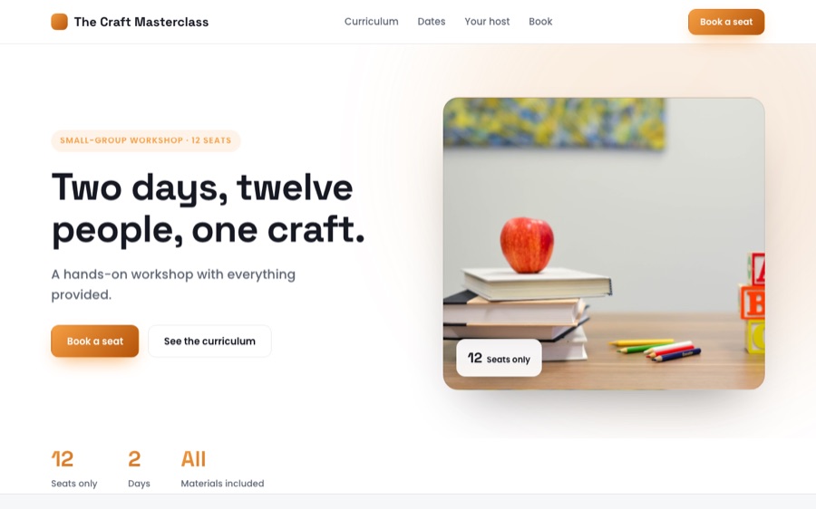 The Craft Masterclass homepage