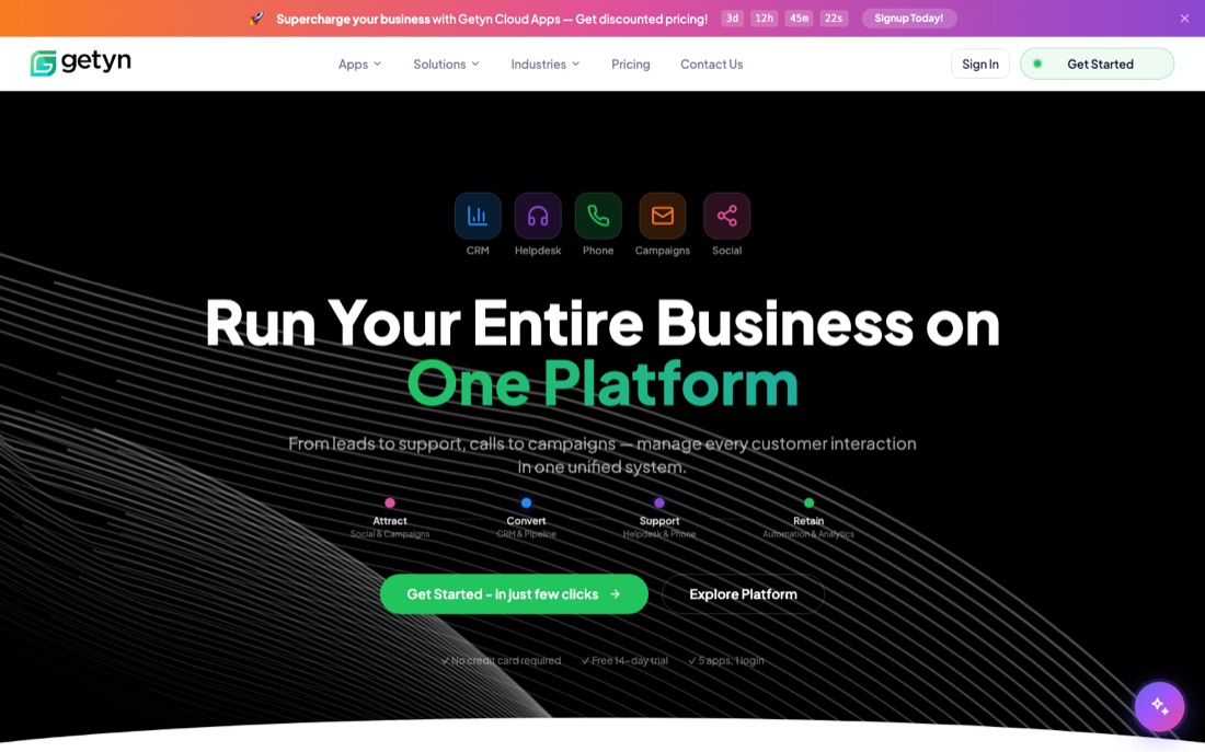 Getyn homepage