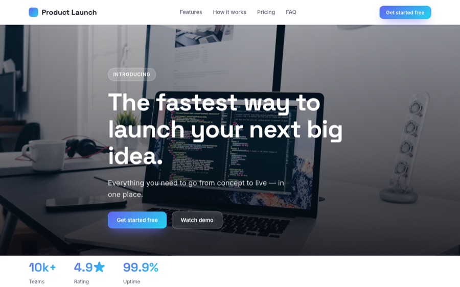 Product Launch homepage