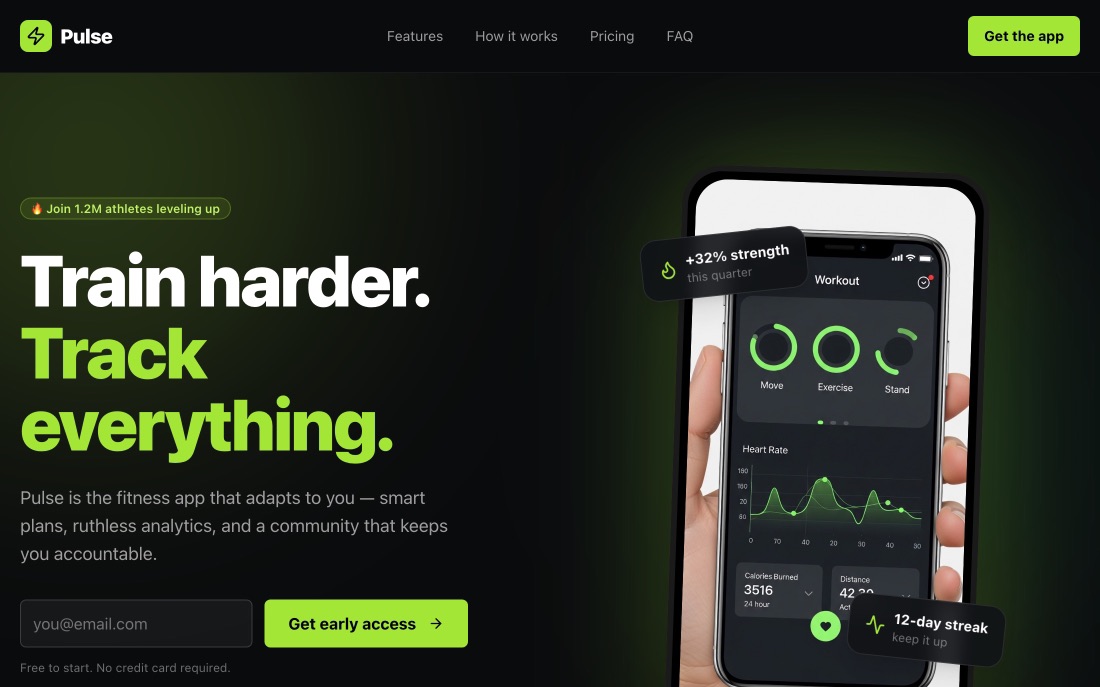 Pulse Fitness homepage