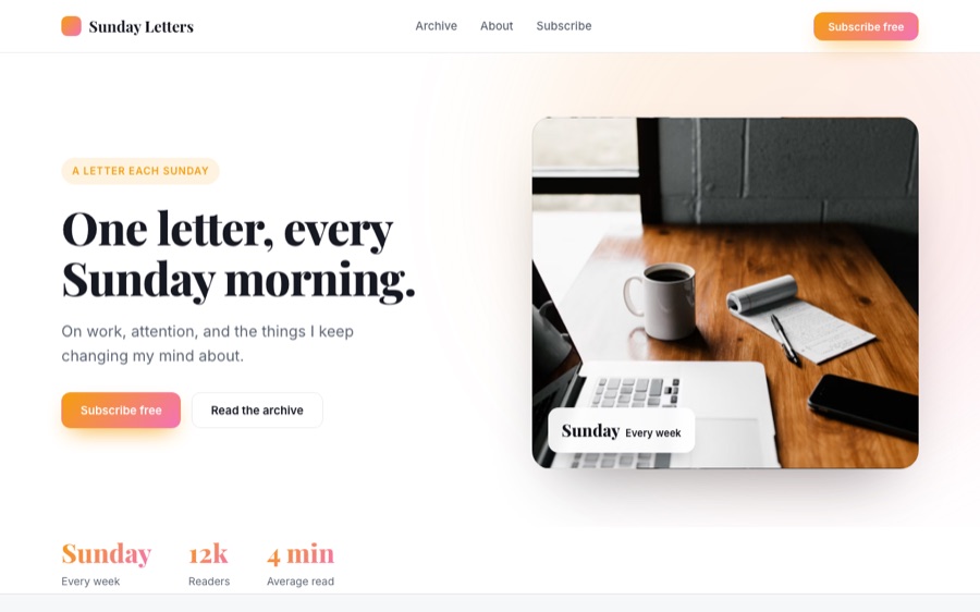 Sunday Letters homepage