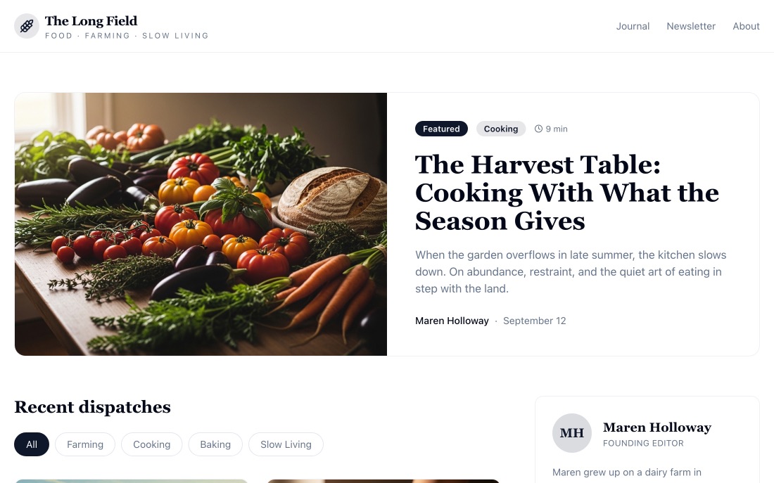 The Long Field homepage