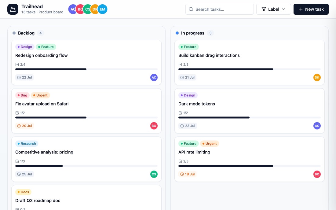 Trailhead Boards homepage