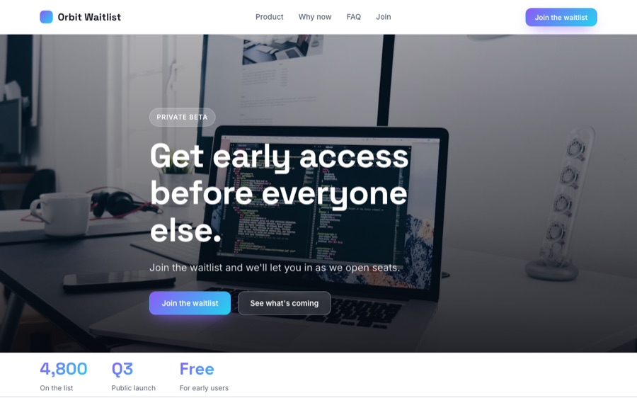 Orbit Waitlist homepage