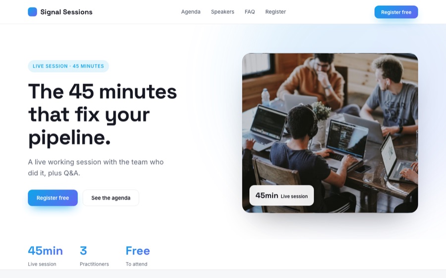 Signal Sessions homepage